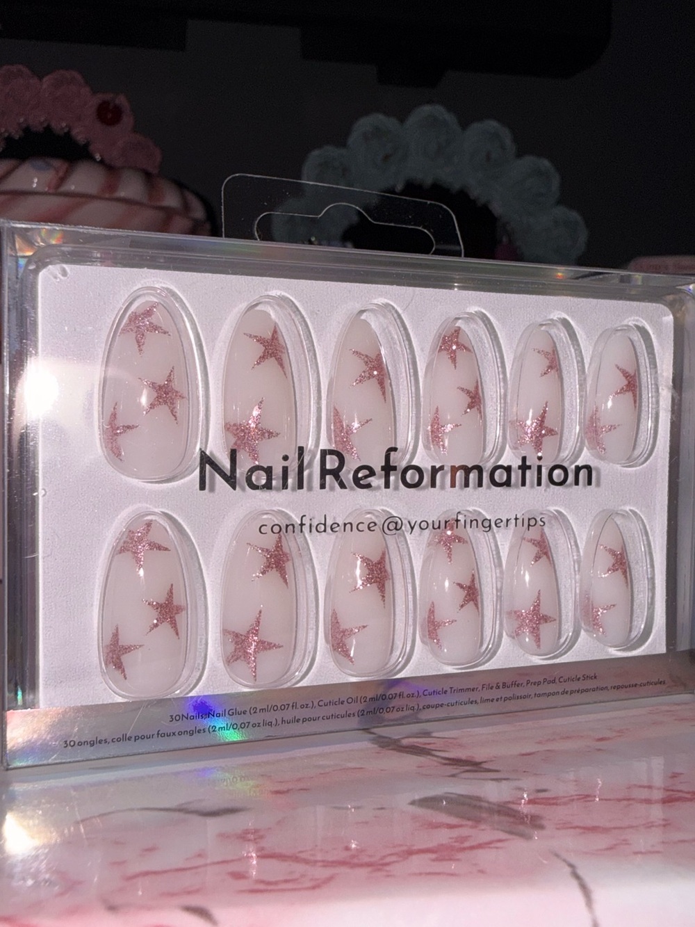 Nail Reformation Pink Star White Press-On Nail Set
